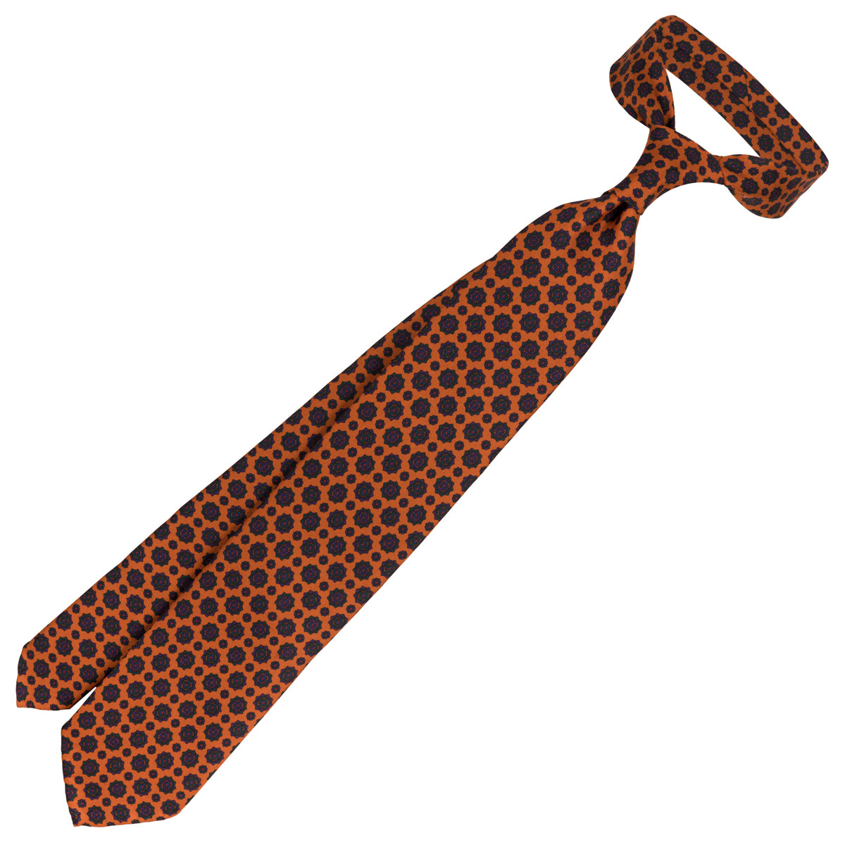 Ancient Madder Silk Tie - Orange - Hand-Rolled