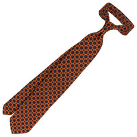 Ancient Madder Silk Tie - Orange - Hand-Rolled