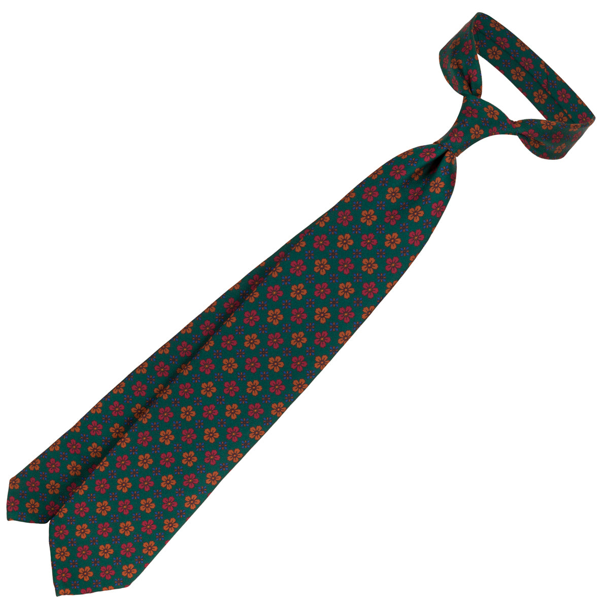 Ancient Madder Silk Tie - Forest - Hand-Rolled