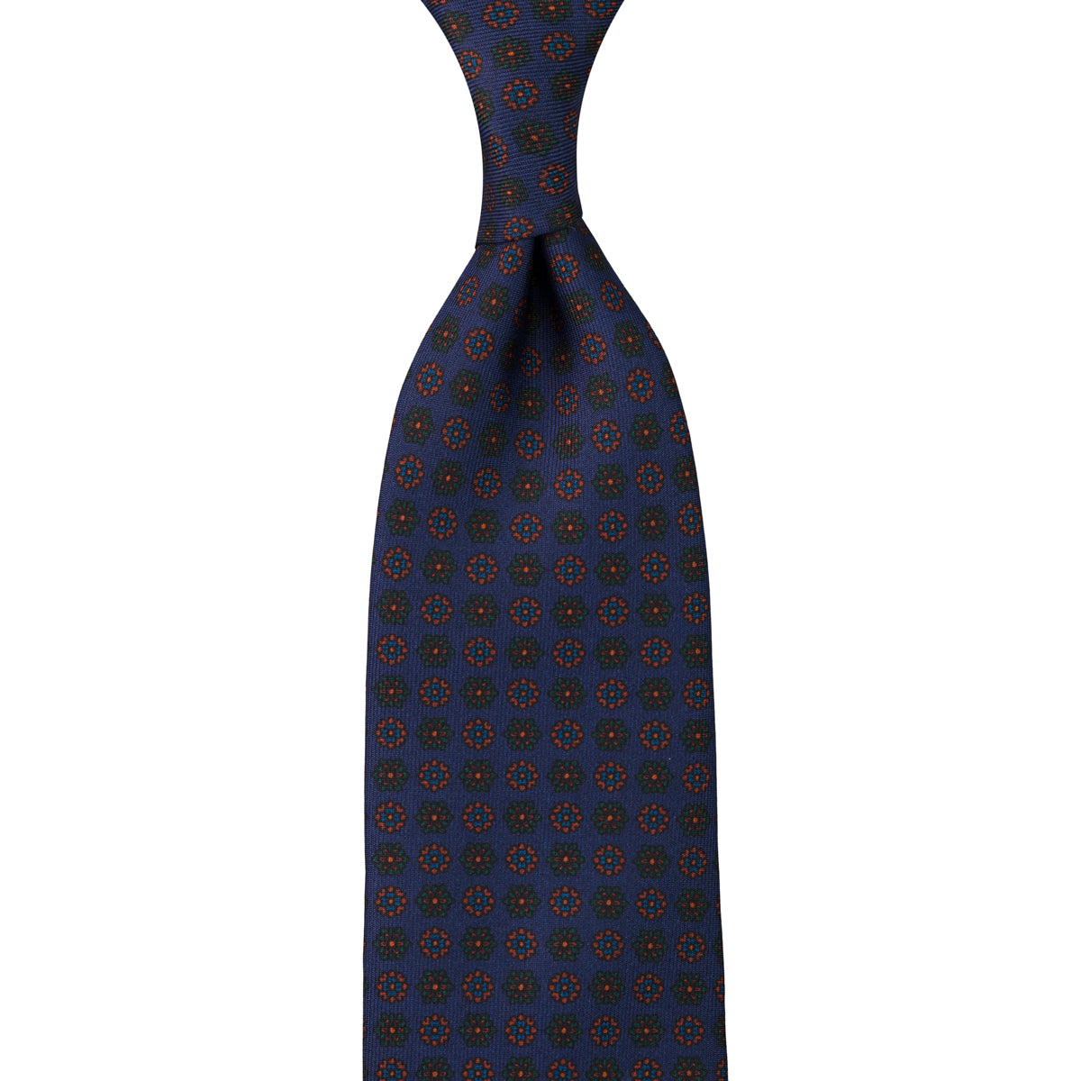 Ancient Madder Silk Tie - Navy - Hand-Rolled