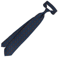 Ancient Madder Silk Tie - Navy - Hand-Rolled