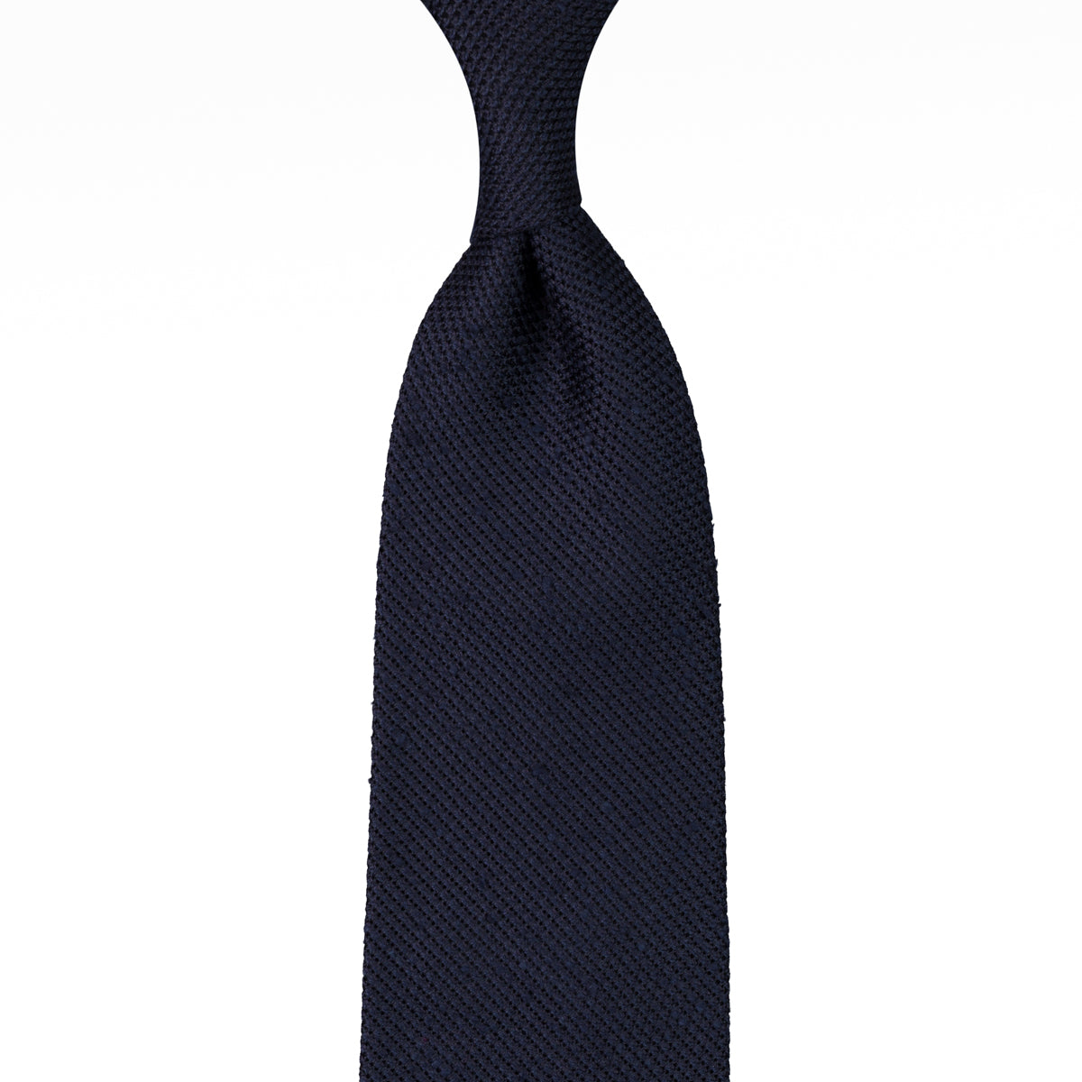 Shantung Grenadine Silk Tie - Navy - Hand-Rolled