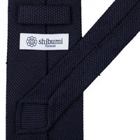 Shantung Grenadine Silk Tie - Navy - Hand-Rolled