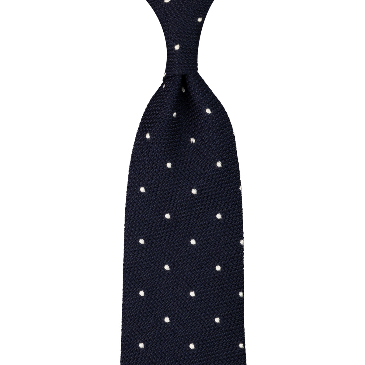 Dotted Wool/Silk Grenadine Tie - Midnight - Hand-Rolled