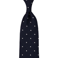 Dotted Wool/Silk Grenadine Tie - Midnight - Hand-Rolled