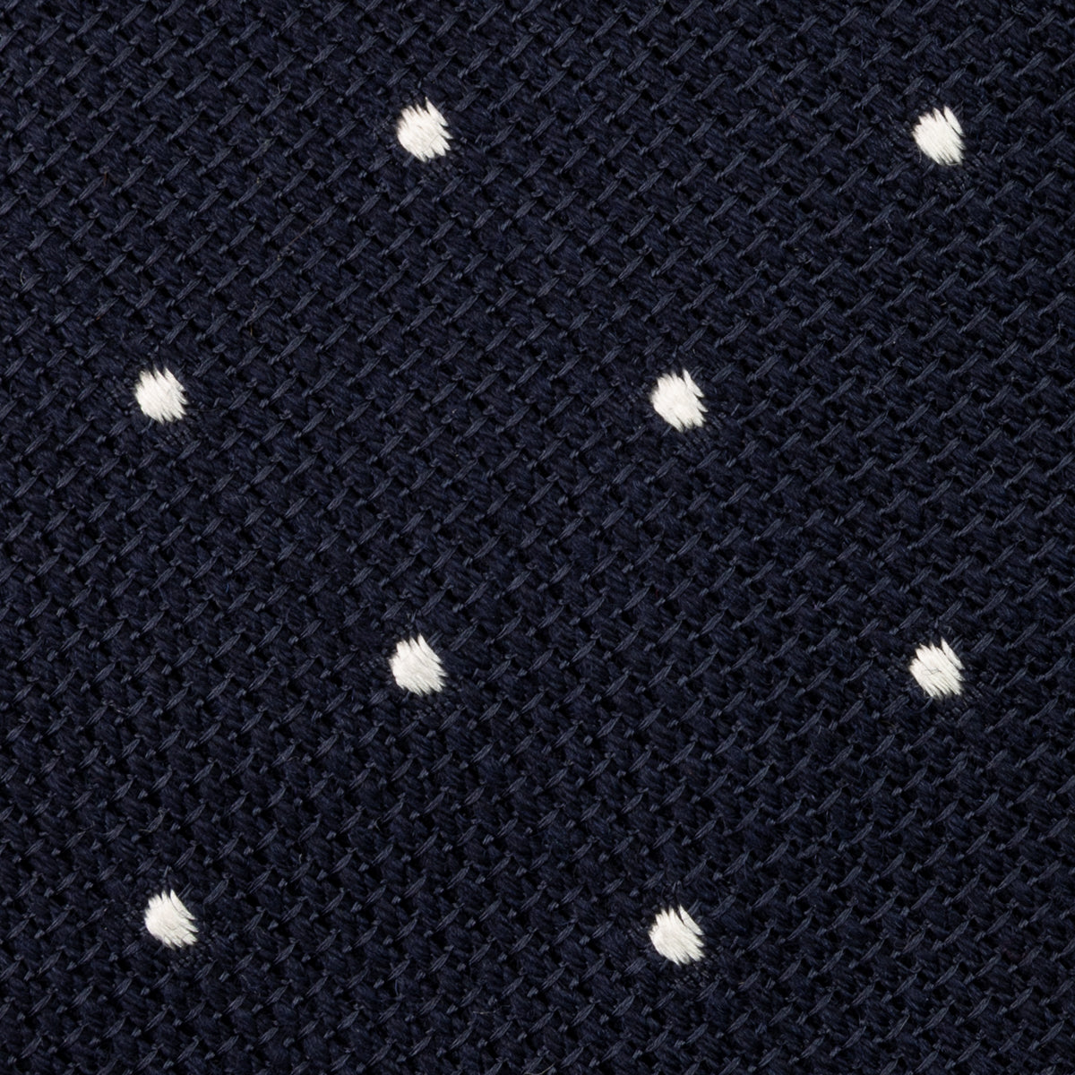 Dotted Wool/Silk Grenadine Tie - Midnight - Hand-Rolled