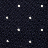 Dotted Wool/Silk Grenadine Tie - Midnight - Hand-Rolled