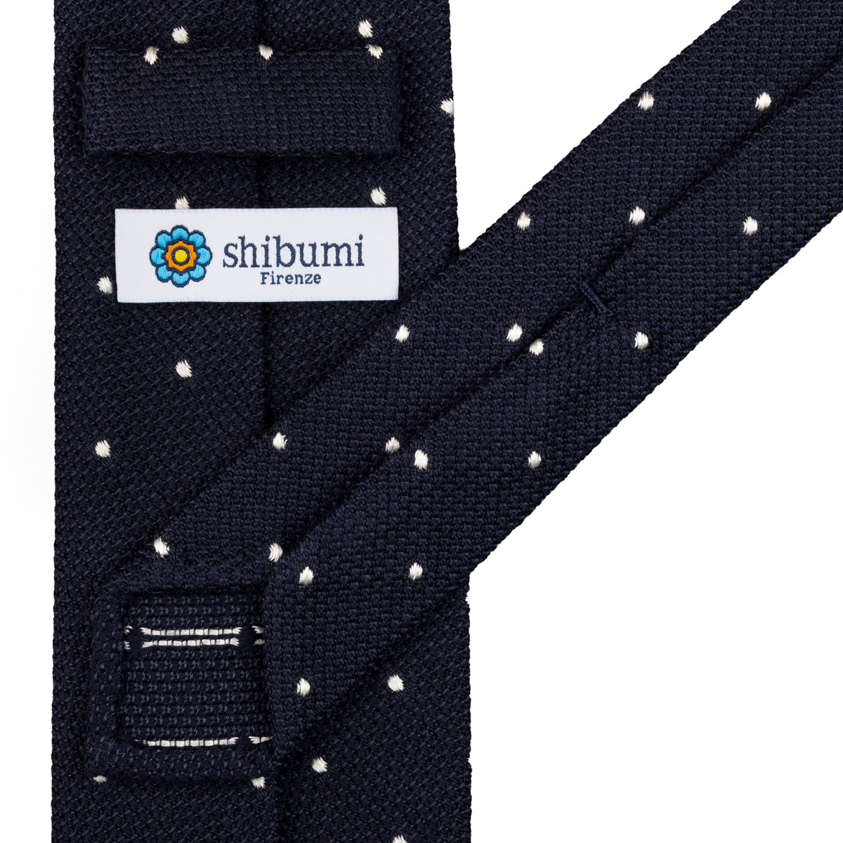 Dotted Wool/Silk Grenadine Tie - Midnight - Hand-Rolled