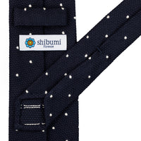 Dotted Wool/Silk Grenadine Tie - Midnight - Hand-Rolled