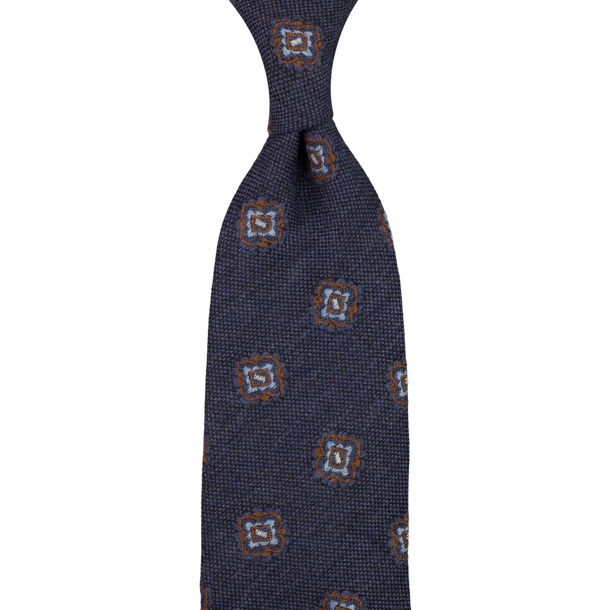 Geometrical Wool Tie - Denim - Self-Tipped