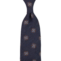 Geometrical Wool Tie - Denim - Self-Tipped