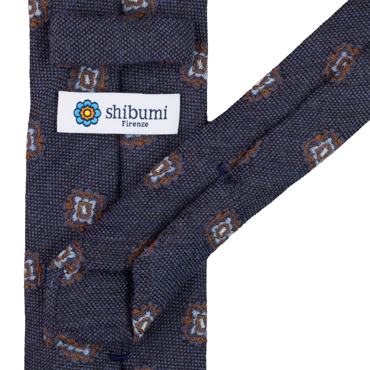 Geometrical Wool Tie - Denim - Self-Tipped