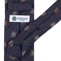Geometrical Wool Tie - Denim - Self-Tipped