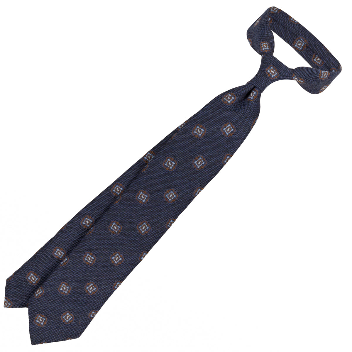 Geometrical Wool Tie - Denim - Self-Tipped