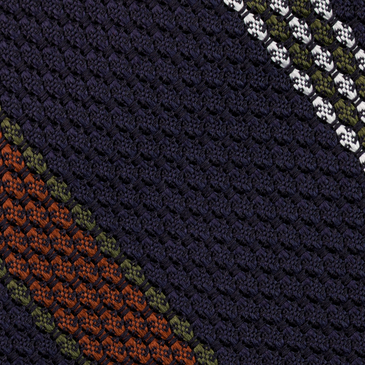 Striped Grossa Grenadine Silk Tie - Eggplant - Hand-Rolled