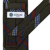 Striped Grossa Grenadine Silk Tie - Olive - Hand-Rolled