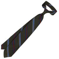 Striped Grossa Grenadine Silk Tie - Olive - Hand-Rolled