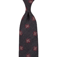 Geometrical Wool Tie - Brown/Grey - Self-Tipped