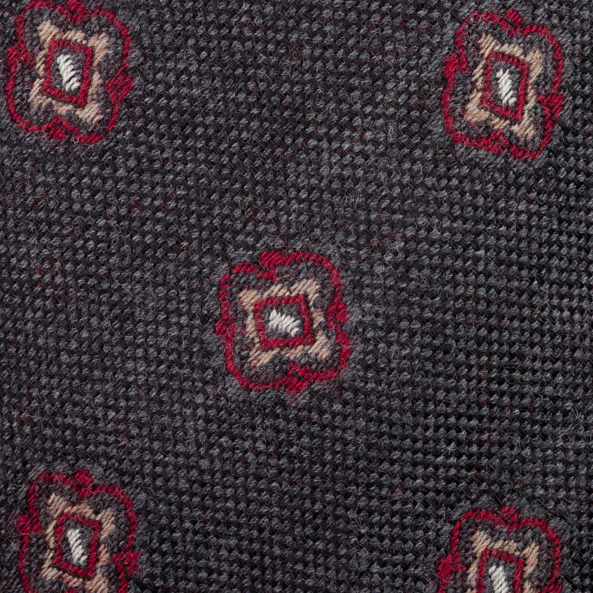 Geometrical Wool Tie - Brown/Grey - Self-Tipped