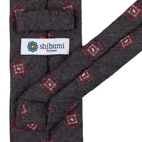 Geometrical Wool Tie - Brown/Grey - Self-Tipped