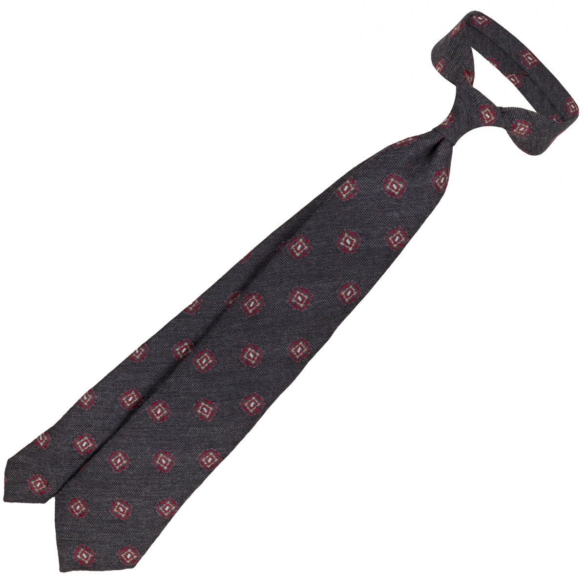 Geometrical Wool Tie - Brown/Grey - Self-Tipped
