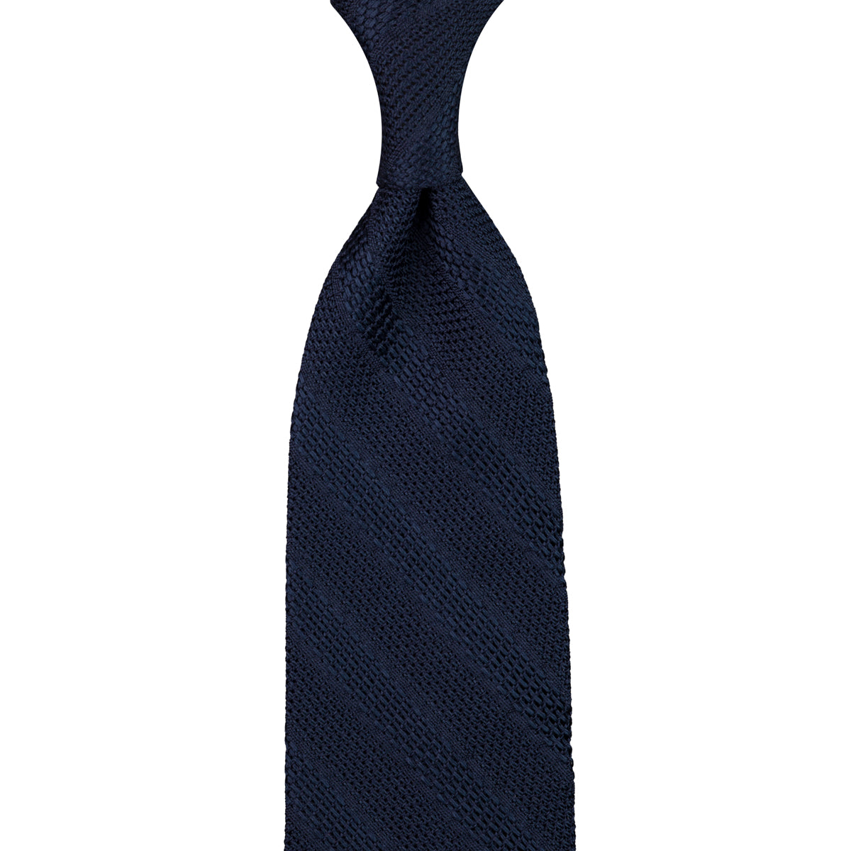 Shadow Striped Fina Grenadine Silk Tie - Navy - Hand-Rolled