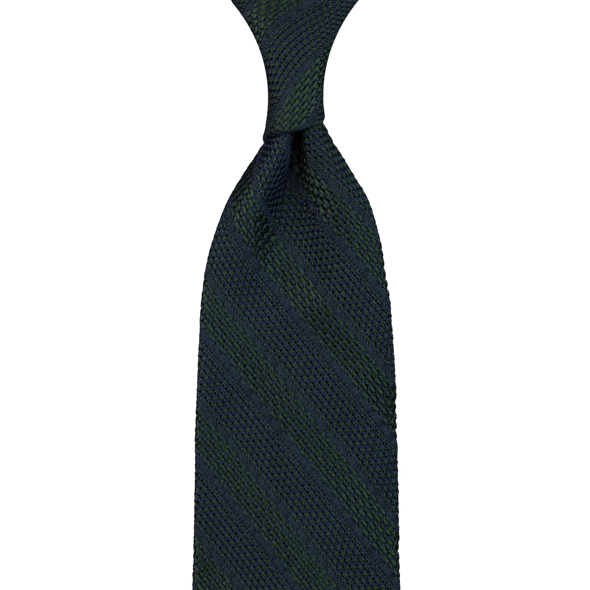 Shadow Striped Fina Grenadine Silk Tie - Forest - Hand-Rolled
