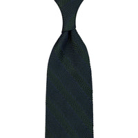 Shadow Striped Fina Grenadine Silk Tie - Forest - Hand-Rolled