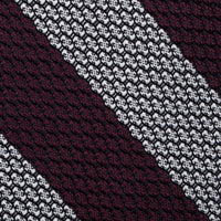 Striped Grossa Grenadine Silk Tie - Burgundy / White - Hand-Rolled