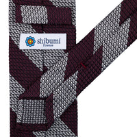 Striped Grossa Grenadine Silk Tie - Burgundy / White - Hand-Rolled