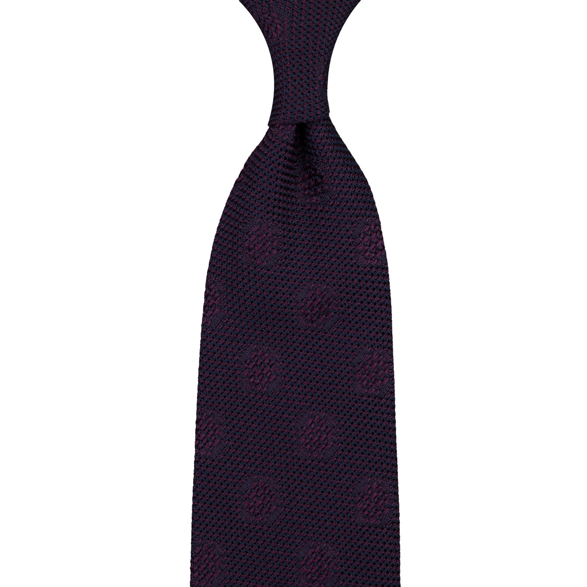Floral Shadow Fina Grenadine Silk Tie - Eggplant - Hand-Rolled