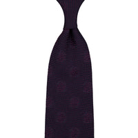 Floral Shadow Fina Grenadine Silk Tie - Eggplant - Hand-Rolled