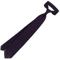 Floral Shadow Fina Grenadine Silk Tie - Eggplant - Hand-Rolled