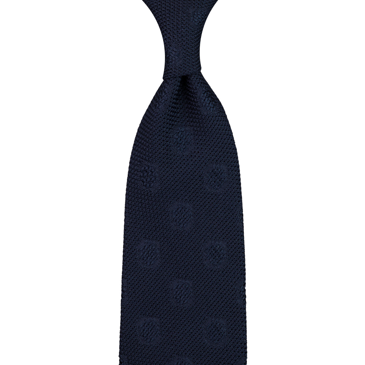 Floral Shadow Fina Grenadine Silk Tie - Navy - Hand-Rolled