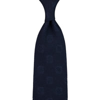 Floral Shadow Fina Grenadine Silk Tie - Navy - Hand-Rolled