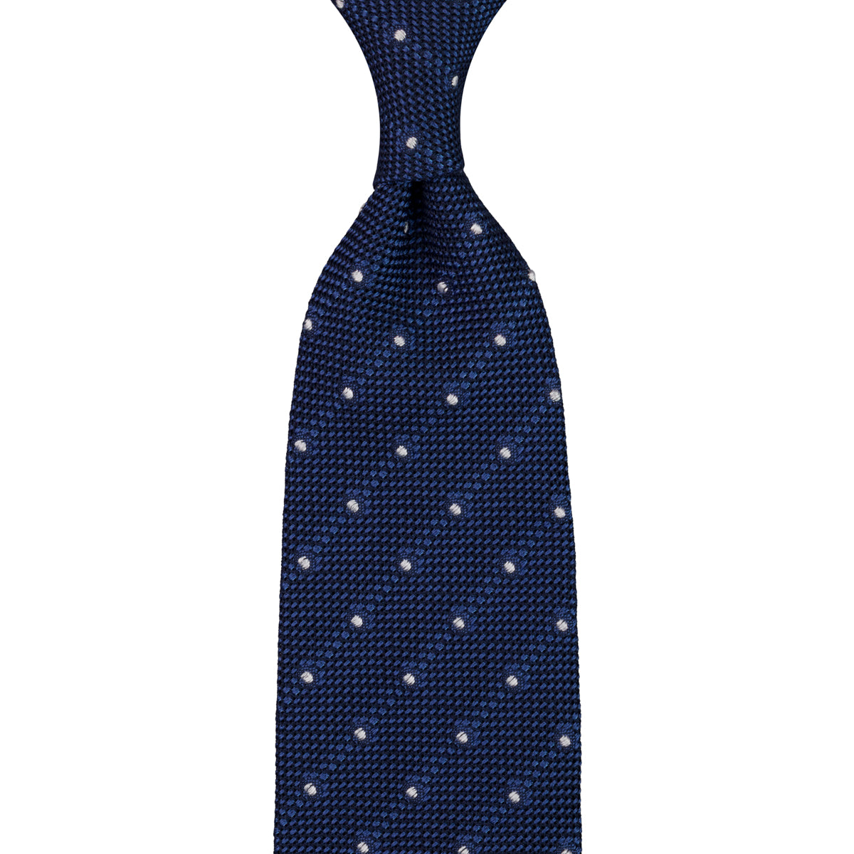 Dotted Fina Grenadine Silk Tie - Blue - Hand-Rolled