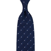 Dotted Fina Grenadine Silk Tie - Blue - Hand-Rolled