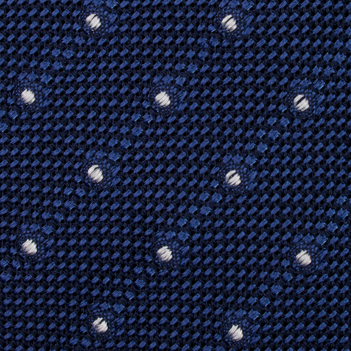 Dotted Fina Grenadine Silk Tie - Blue - Hand-Rolled