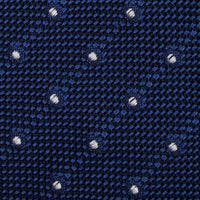 Dotted Fina Grenadine Silk Tie - Blue - Hand-Rolled