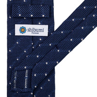 Dotted Fina Grenadine Silk Tie - Blue - Hand-Rolled