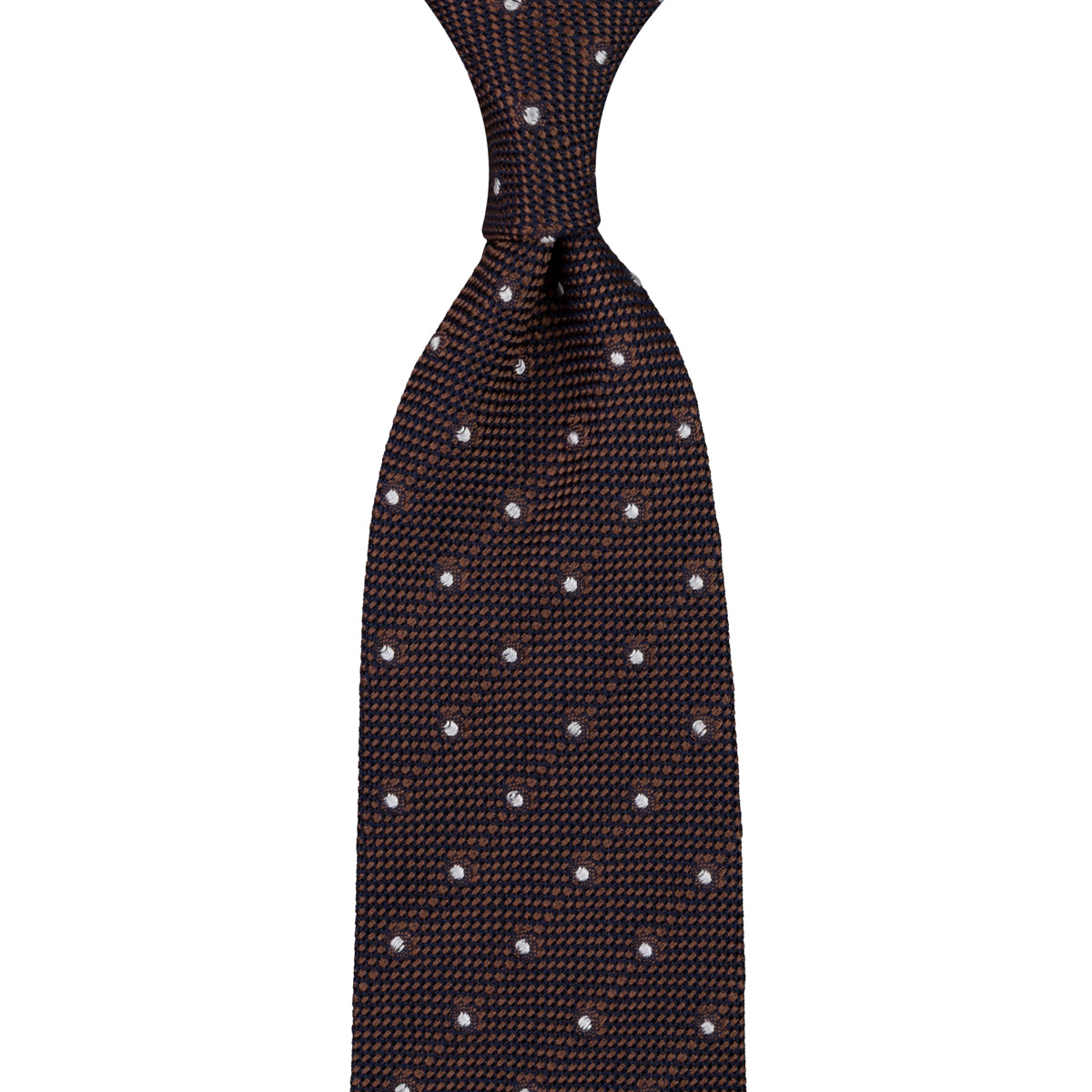 Dotted Fina Grenadine Silk Tie - Brown - Hand-Rolled