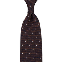 Dotted Fina Grenadine Silk Tie - Brown - Hand-Rolled