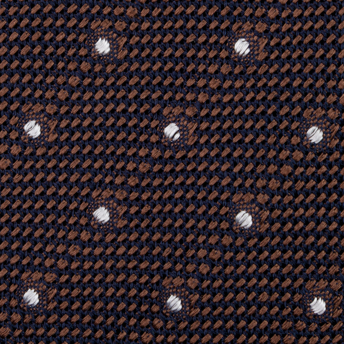 Dotted Fina Grenadine Silk Tie - Brown - Hand-Rolled