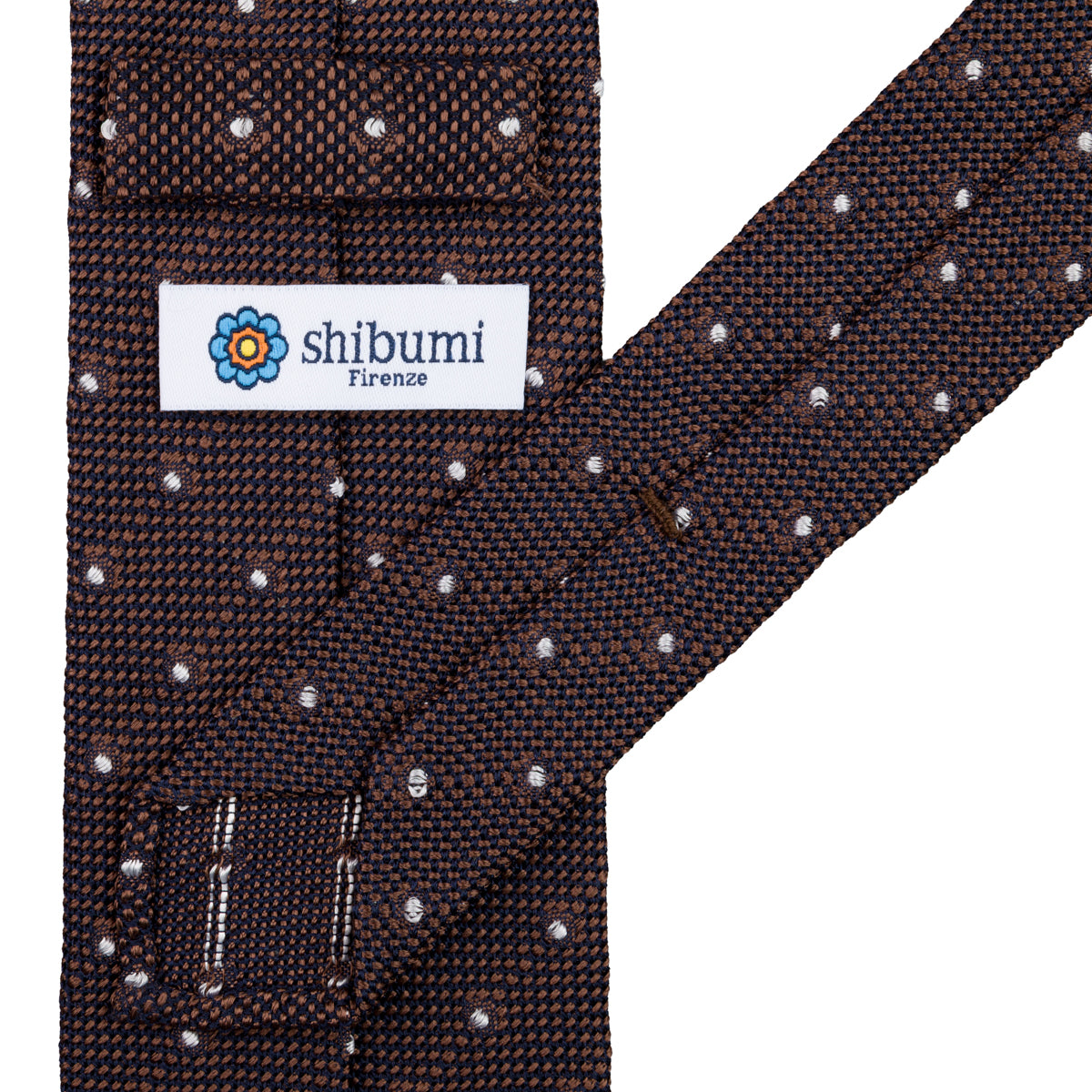 Dotted Fina Grenadine Silk Tie - Brown - Hand-Rolled