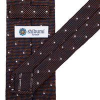 Dotted Fina Grenadine Silk Tie - Brown - Hand-Rolled