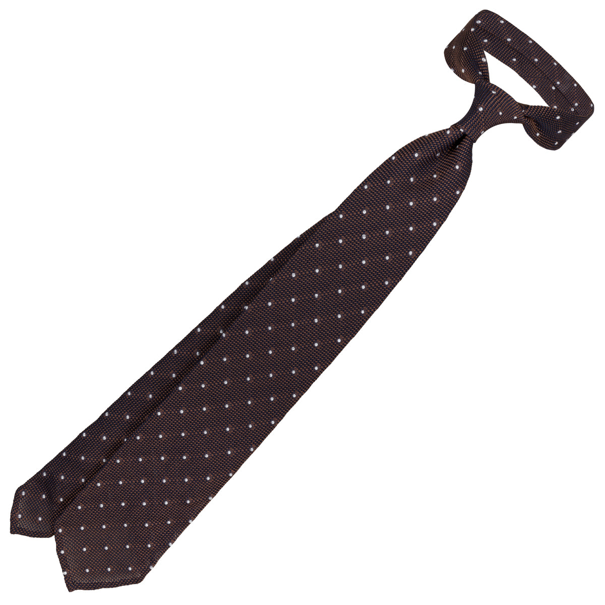 Dotted Fina Grenadine Silk Tie - Brown - Hand-Rolled