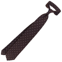 Dotted Fina Grenadine Silk Tie - Brown - Hand-Rolled
