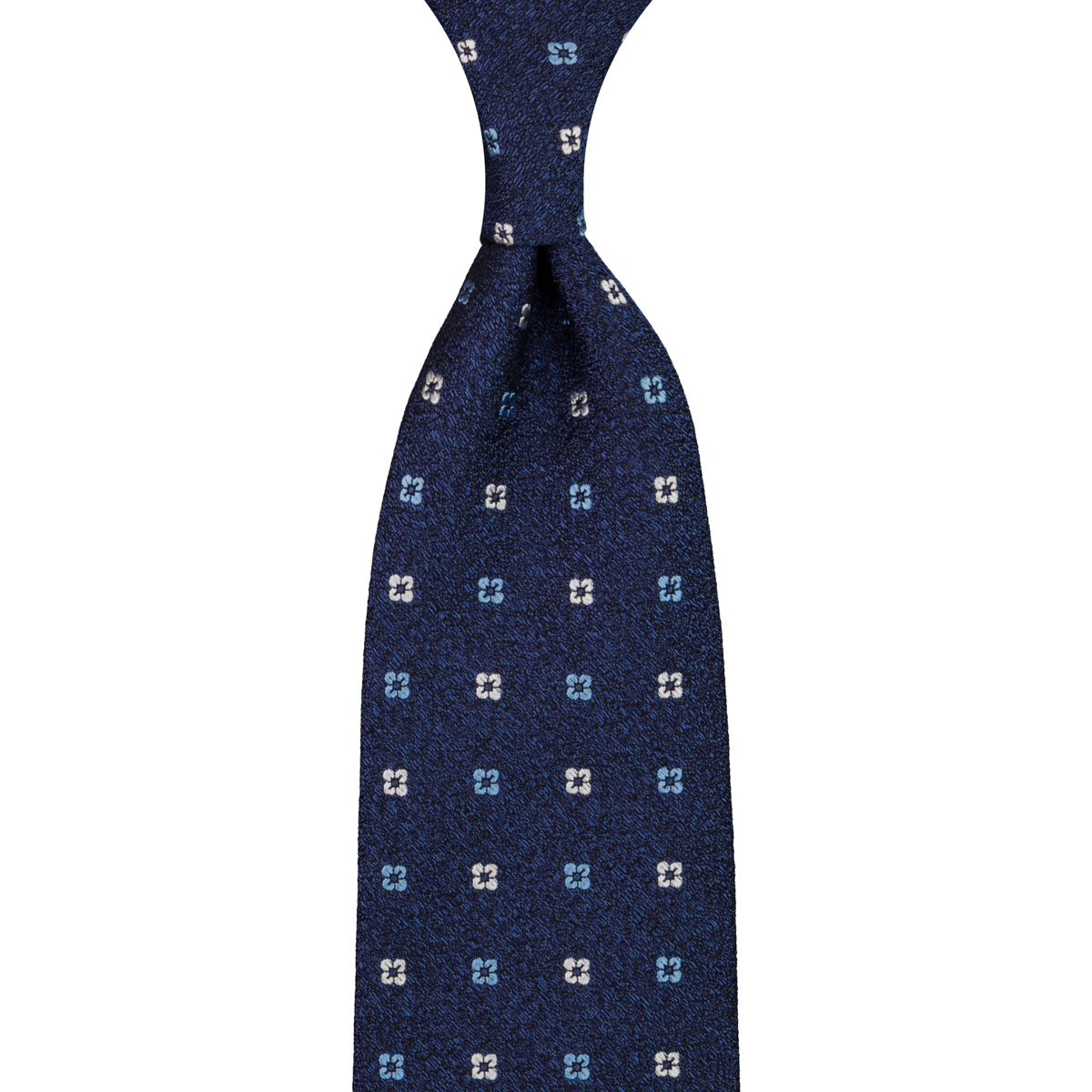 Floral Boucle Silk Tie - Navy - Hand-Rolled