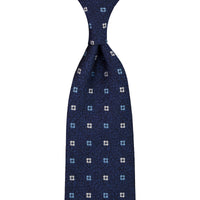 Floral Boucle Silk Tie - Navy - Hand-Rolled