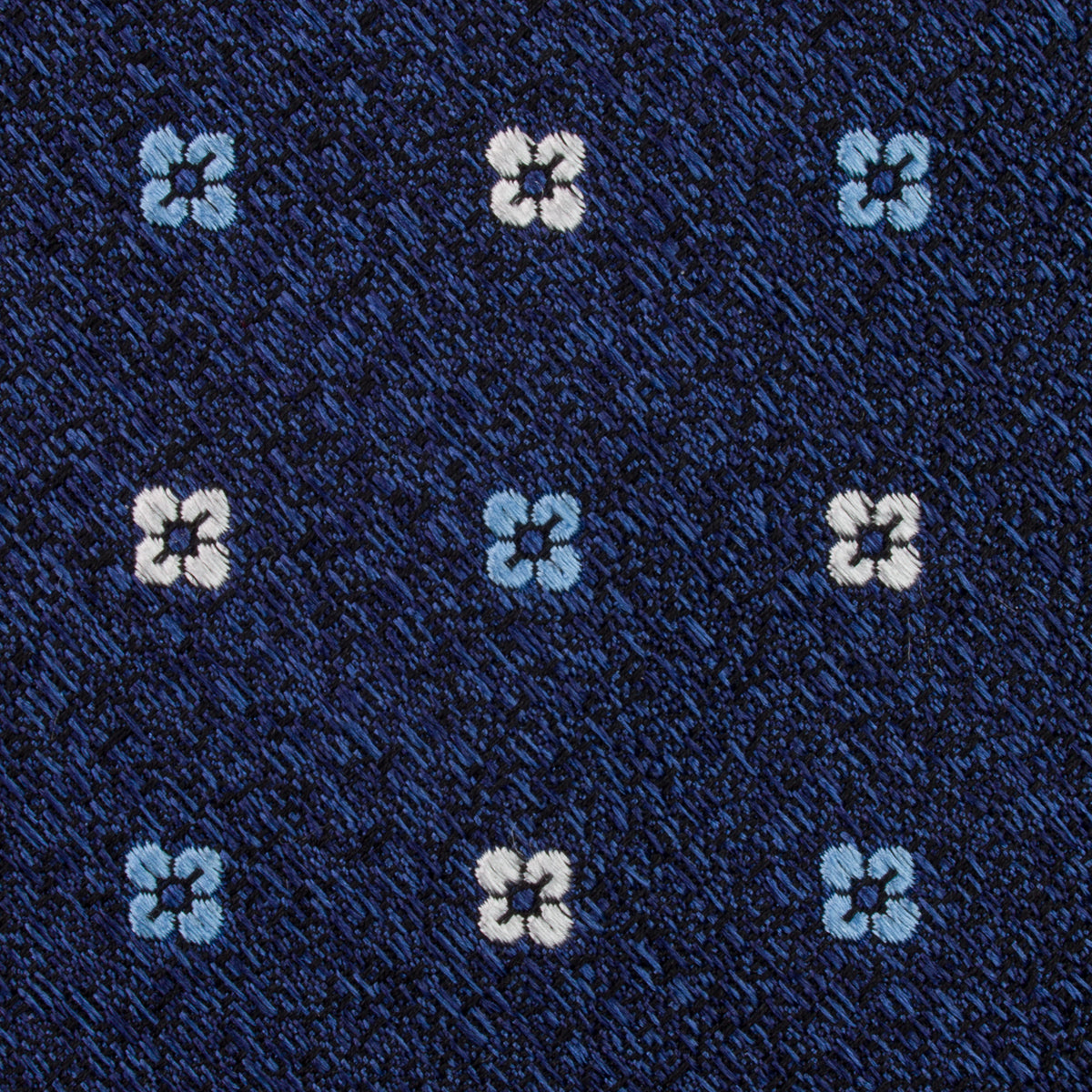 Floral Boucle Silk Tie - Navy - Hand-Rolled